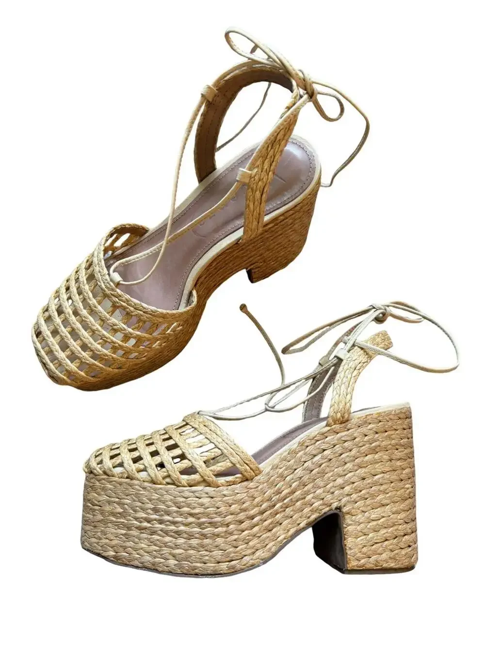 Vicenza Melissa Woven Platform Sandals in Boho Beige